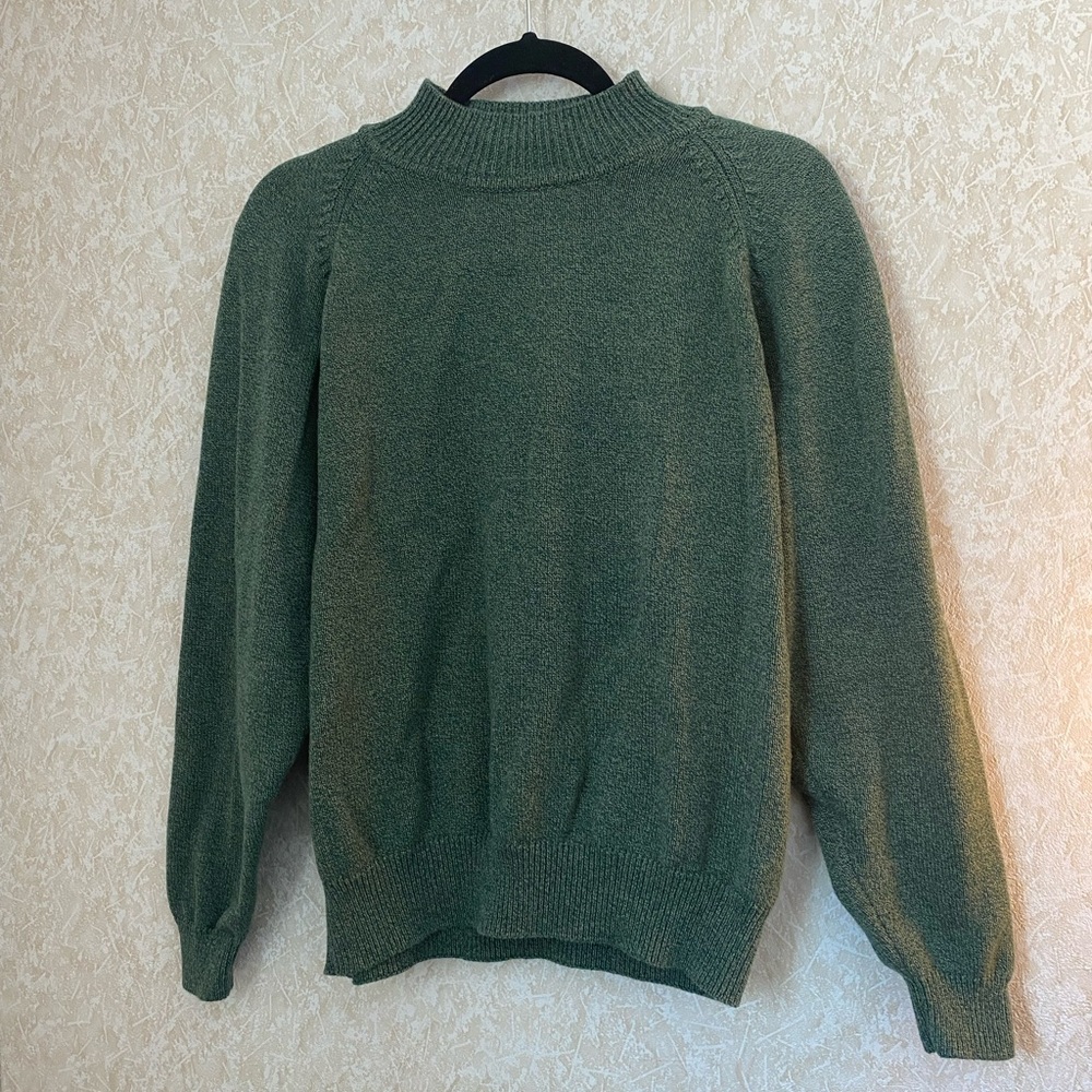 Green Mock Neck Knit Sweater